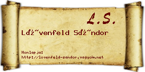 Lövenfeld Sándor névjegykártya